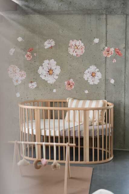 Watercolor Flower Wall Decals Blush Beige Nursery Decor - image 1