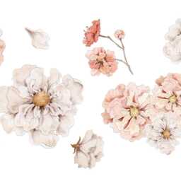 Watercolor Flower Wall Decals Blush Beige Nursery Decor - thumbnail 4