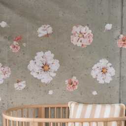 Watercolor Flower Wall Decals Blush Beige Nursery Decor - thumbnail 3