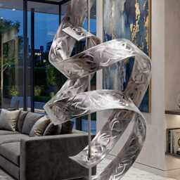 Metal Sculpture Handcrafted Luxury Modern Art, Indoor Or Outdoor - thumbnail 3
