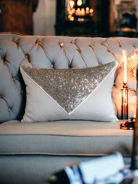 White Satin Bronze Gold Sequin Clutch Design Decorative Pillow Cover-Throw Pillow-Home Decor-Gifts For Her-Living Room Decor -Sequin - image 1