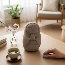 Jizo Buddha 8 Inch/20 cm, Zen Buddha, Statue, Sculpture, Room Decor, Garden Birthday Gift, Patio Gift Idea - thumbnail 2