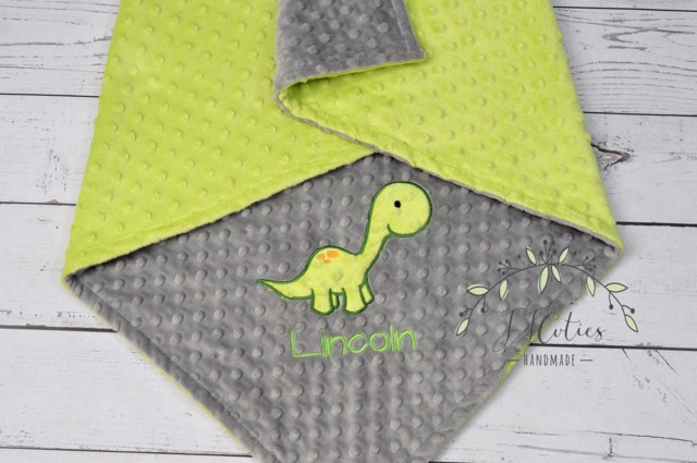 Dinosaur Baby Blanket-Personalized Brontosaurus Dino Minky Blanket-Personalized Blanket-Minky Baby Blanket-Dino Blanket - image 1