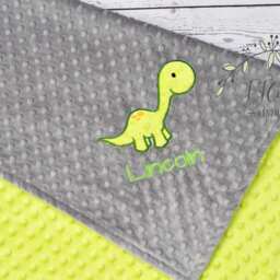 Dinosaur Baby Blanket-Personalized Brontosaurus Dino Minky Blanket-Personalized Blanket-Minky Baby Blanket-Dino Blanket - thumbnail 2