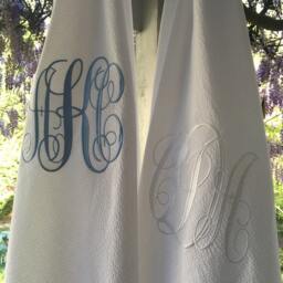 Seersucker Personalized Swaddle Blanket, Personalizedburp Cloth, Baby Name Newborn Blanket - thumbnail 2