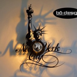 Design Lighting, New York Statue Of Liberty 75 Or 60 cm Shiny Black, Wall Lamp Design, Deco New York, Lighting Nyc - thumbnail 3
