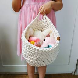 Crochet Cotton Wall Hanging Basket Boho Storage Organizer - thumbnail 2