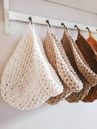 Crochet Cotton Wall Hanging Basket Boho Storage Organizer - thumbnail 1