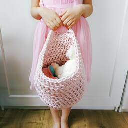 Crochet Cotton Wall Hanging Basket Boho Storage Organizer - thumbnail 3