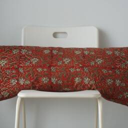 Lumbar Pillow Cover Indian Block Print Floral, Natural Dyed Batik - thumbnail 2