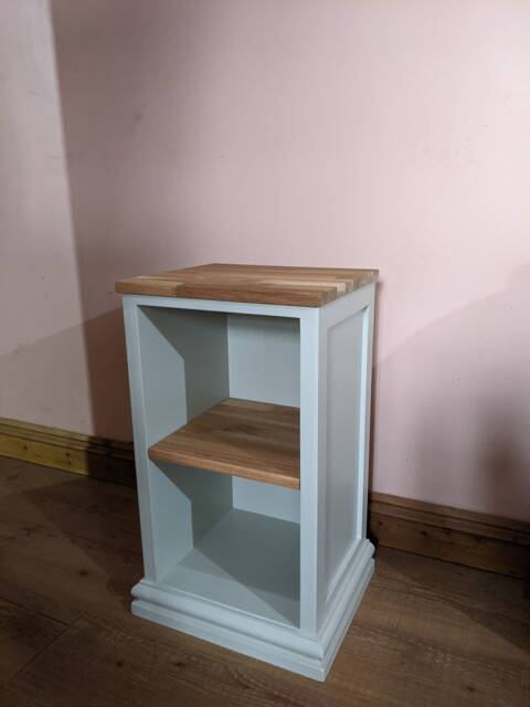 Painted Bedside Table With Oak Top & Shelf - image 1