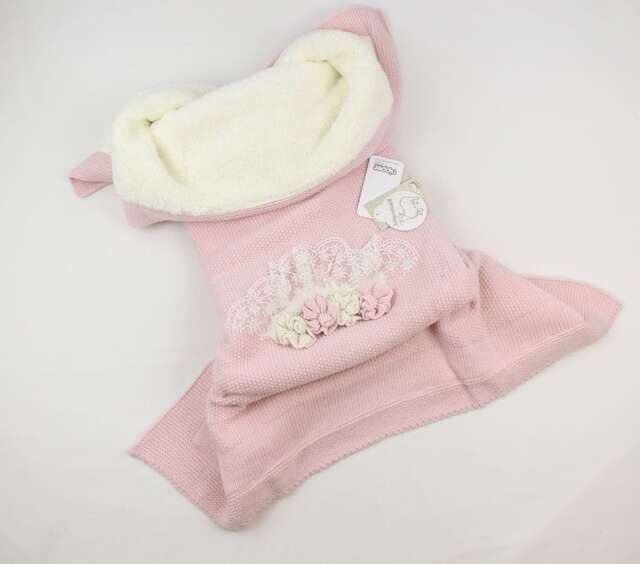 Handmade Baby Blanket, Knit Pink Swaddle, Newborn Girl Coming Home Outfit, Shower Invitation, Lamb Wool Blanket - image 1
