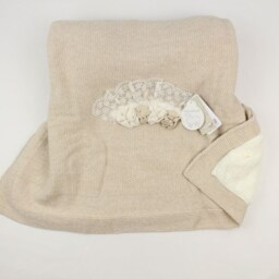 Handmade Baby Blanket, Knit Pink Swaddle, Newborn Girl Coming Home Outfit, Shower Invitation, Lamb Wool Blanket - thumbnail 2