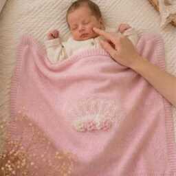 Luxury Knitted Baby Blanket, Newborn Girl Gift, Stroller Shower Nursery Blanket - thumbnail 2