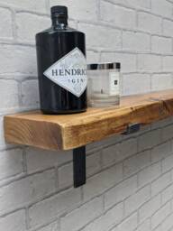 Handcrafted Chunky Wood Shelf, Industrial Style With Brackets - thumbnail 1