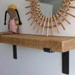 Handcrafted Chunky Wood Shelf, Industrial Style With Brackets - thumbnail 3