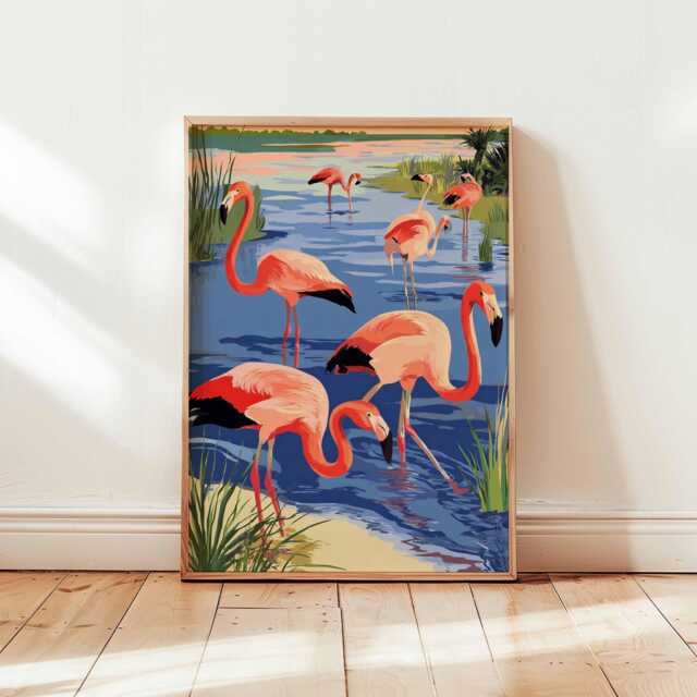 Flamingo Poster, Pink Wall Art, Tropical Bird Print, Animal Posters For Bedroom, Modern Prints, Nature Art Decor Gift - image 1