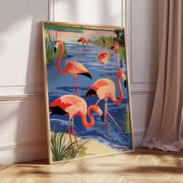 Flamingo Poster, Pink Wall Art, Tropical Bird Print, Animal Posters For Bedroom, Modern Prints, Nature Art Decor Gift - thumbnail 2