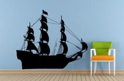 Sail Boat Old Ship Yat Liner Ocean Sea Lake River Transport Wall Decal Vinyl Sticker Mural Room Decor L1695 - thumbnail 1