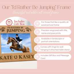 Custom Horse Picture Frame, Jumping Photo Gift, Personalized Engraved Wooden Display, Equestrian Rider Present - thumbnail 2
