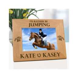 Horse Jumping Frame Personalized Equestrian Gift Engraved Wooden Display Custom Rider Birthday Present Photo Horseshoe Picture - thumbnail 3