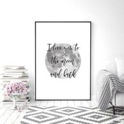 I Love You To The Moon & Back - Bedroom Print Prints Decor Home Wall Art Nursery - thumbnail 3