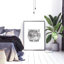 I Love You To The Moon & Back - Bedroom Print Prints Decor Home Wall Art Nursery - thumbnail 4
