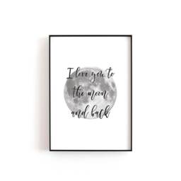 I Love You To The Moon & Back - Bedroom Print Prints Decor Home Wall Art Nursery - thumbnail 2