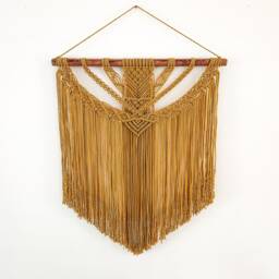 Mustard Yellow Macrame Wall Hanging Boho Headboard Decor - thumbnail 3