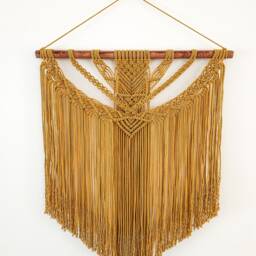 Mustard Yellow Macrame Wall Hanging Boho Headboard Decor - thumbnail 4