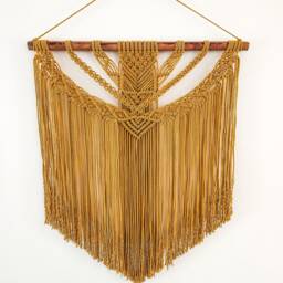 Mustard Yellow Macrame Wall Hanging Boho Headboard Decor - thumbnail 2