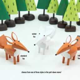 Fox Figure - Winter Red Wood Sculpture Centerpiece Christmas Putz Folk Art - thumbnail 2