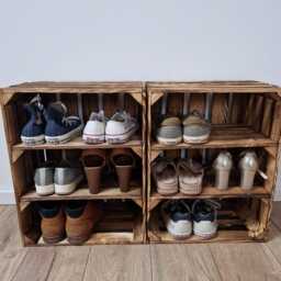 Wooden Crate Shoe Rack Plant Shelf Entryway Storage - thumbnail 3