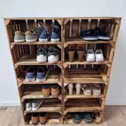 Wooden Crate Shoe Rack Plant Shelf Entryway Storage - thumbnail 2