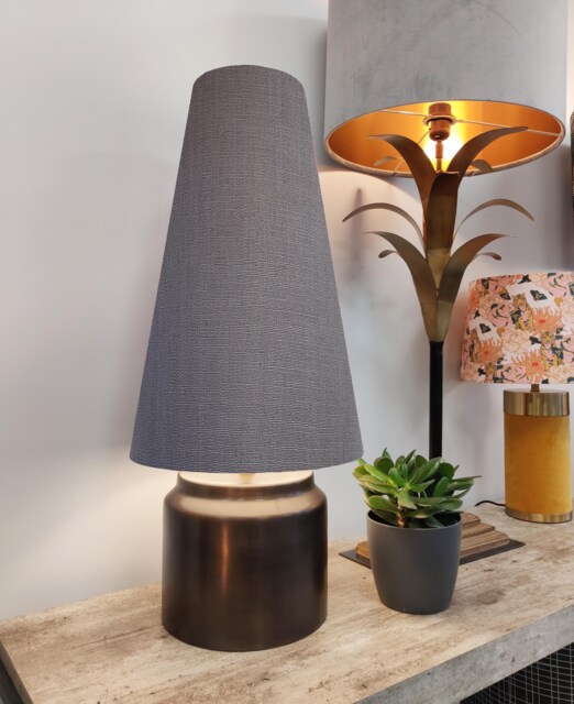 Grey Extra Tall Cone Lampshade in Linen Conical Fat Lamp Shade - image 1