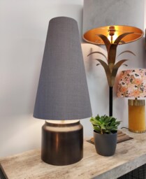 Grey Extra Tall Cone Lampshade in Linen Conical Fat Lamp Shade - thumbnail 1