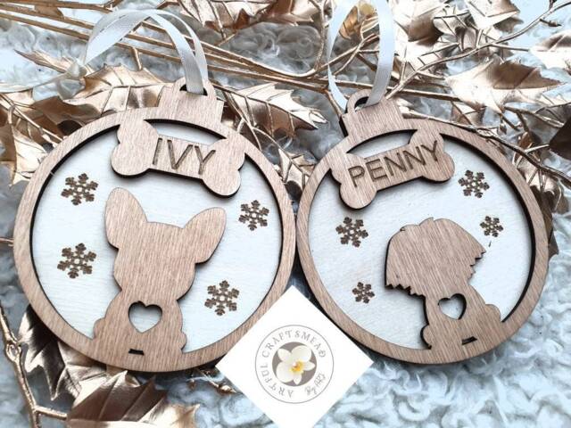 Personalised Wooden Bauble For Dog, Gift Christmas Tree Decor, Pendant, Ball Custom Decor - image 1