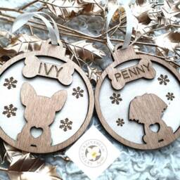 Personalised Wooden Bauble For Dog, Gift Christmas Tree Decor, Pendant, Ball Custom Decor - thumbnail 3