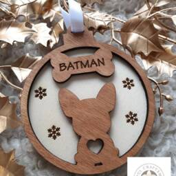 Personalised Wooden Bauble For Dog, Gift Christmas Tree Decor, Pendant, Ball Custom Decor - thumbnail 2