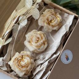 Scented Rose Candles Hand-Carved Gold Glitter Decor - thumbnail 3
