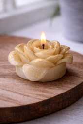 Scented Rose Candles Hand-Carved Gold Glitter Decor