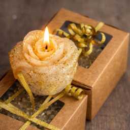 Scented Rose Candles Hand-Carved Gold Glitter Decor - thumbnail 4