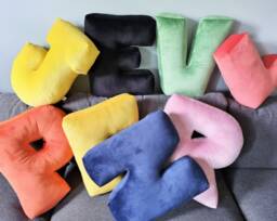 Velvet Letter Pillow, Personalized Nursery Decor - 16 Or 19 Inch - thumbnail 1