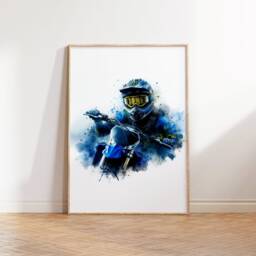Motocross Poster Prints - Blue Set Of 3 Watercolour Dirt Bike - Motorcycle Print Wall Art Motor Artwork Boys Room Decor - thumbnail 3