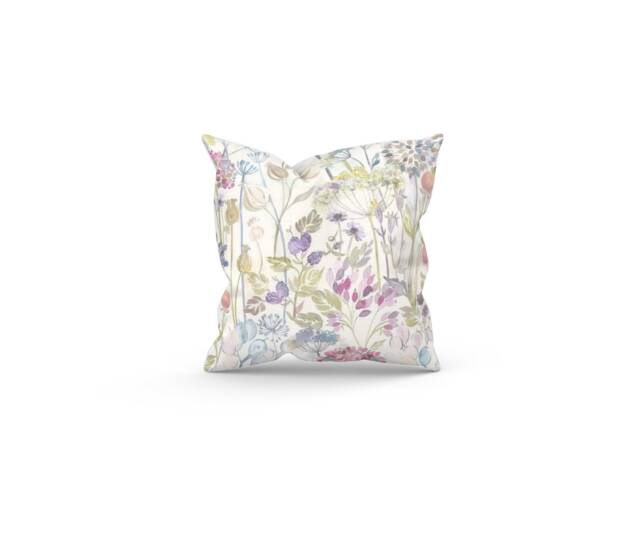 Hedgerow Lotus Cream Floral Cushion, Voyage Maison Accent Pillow, Lilac Back - image 1