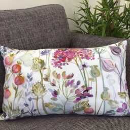 Hedgerow Lotus Cream Floral Cushion, Voyage Maison Accent Pillow, Lilac Back - thumbnail 3