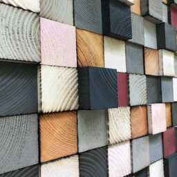 Reclaimed Wood Wall Art Mosaic - Handmade Geometric Blocks - thumbnail 4
