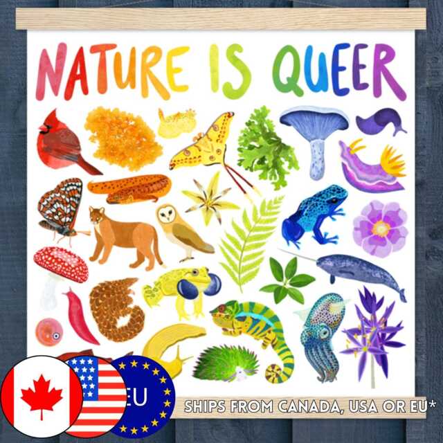Nature Is Queer Art Print - Square, Multiple Sizes - Fsc Certified Paper Ecology Rainbow Poster Free Shipping - image 1