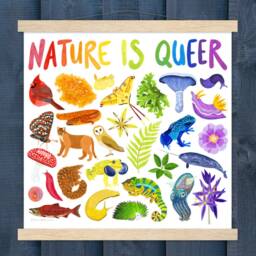 Nature Is Queer Art Print - Square, Multiple Sizes - Fsc Certified Paper Ecology Rainbow Poster Free Shipping - thumbnail 2