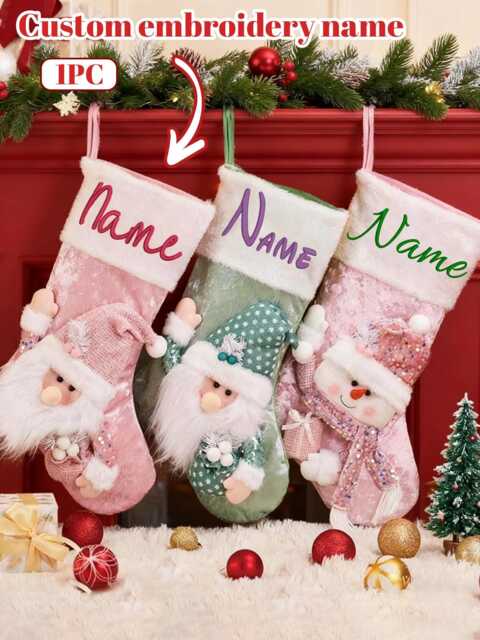 Custom Christmas Stockings With Embroidered Name, Personalized Decorations, Customizable Gifts, Christmas Tree Decorations - image 1